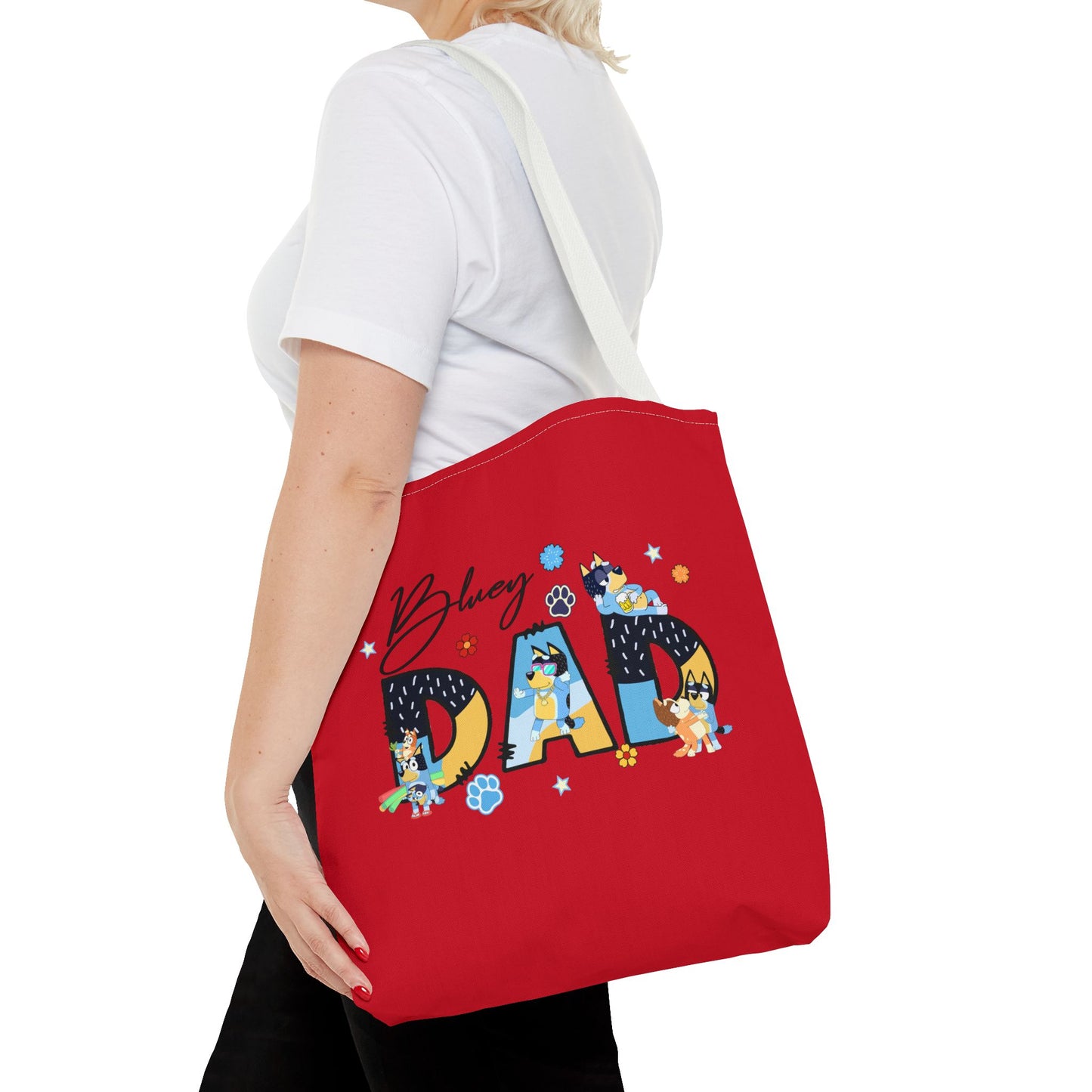 Princess Grace Colorful Bluey Dad Tote Bag Perfect Gift for Dog Lovers