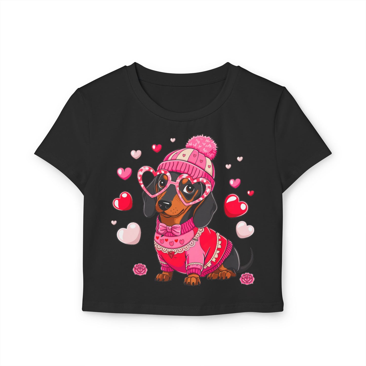 Princess Grace Cute Dachshund Love Graphic Baby Tee for Women