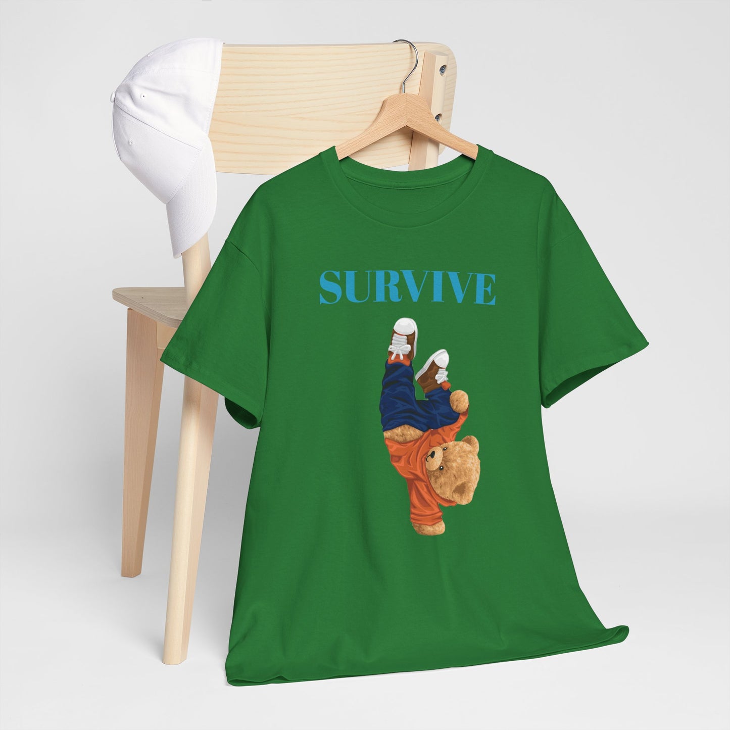 Princess Grace Survive Bear Graphic Unisex Heavy Cotton Tee Casual Streetwear Tee for Everyday Adventures