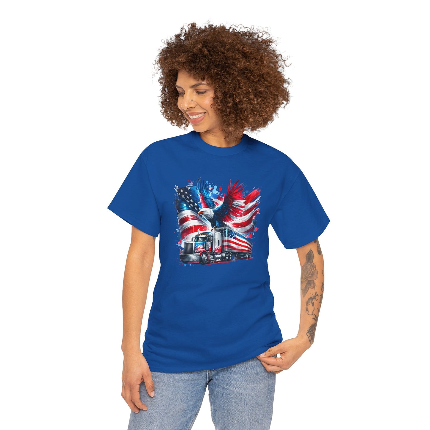 Princess Grace Patriotic Eagle Truck Unisex Heavy Cotton Tee