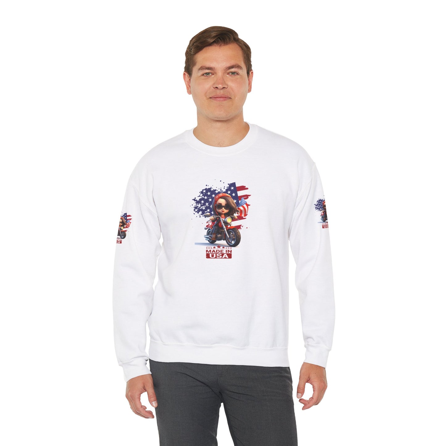 Princess Grace Patriotic Biker Sweatshirt Unisex Heavy Blend Crewneck