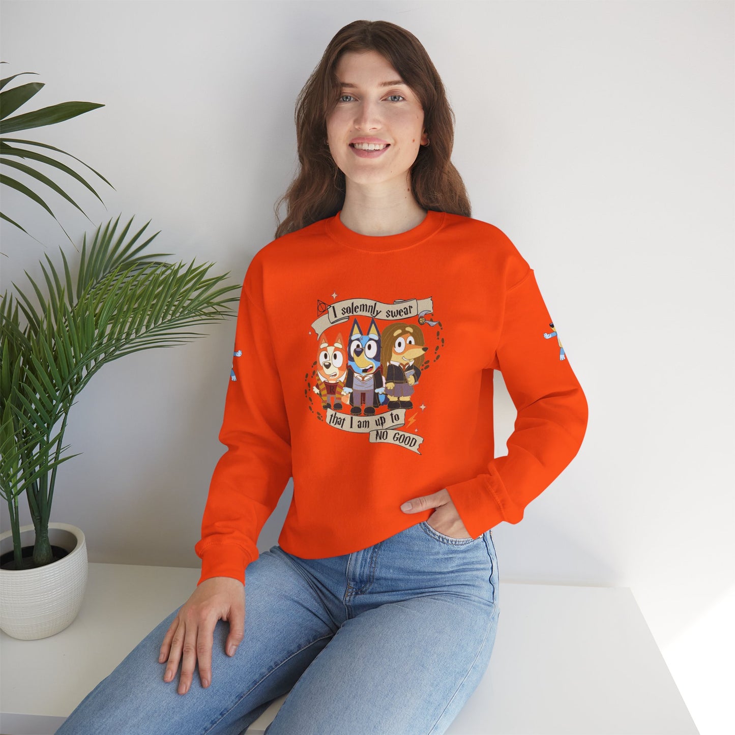 Princess Grace Bluey Unisex Funny Crewneck Sweatshirt "I Solemnly Swear That I Am Up To No Good" Perfect Gift for Family and Friends