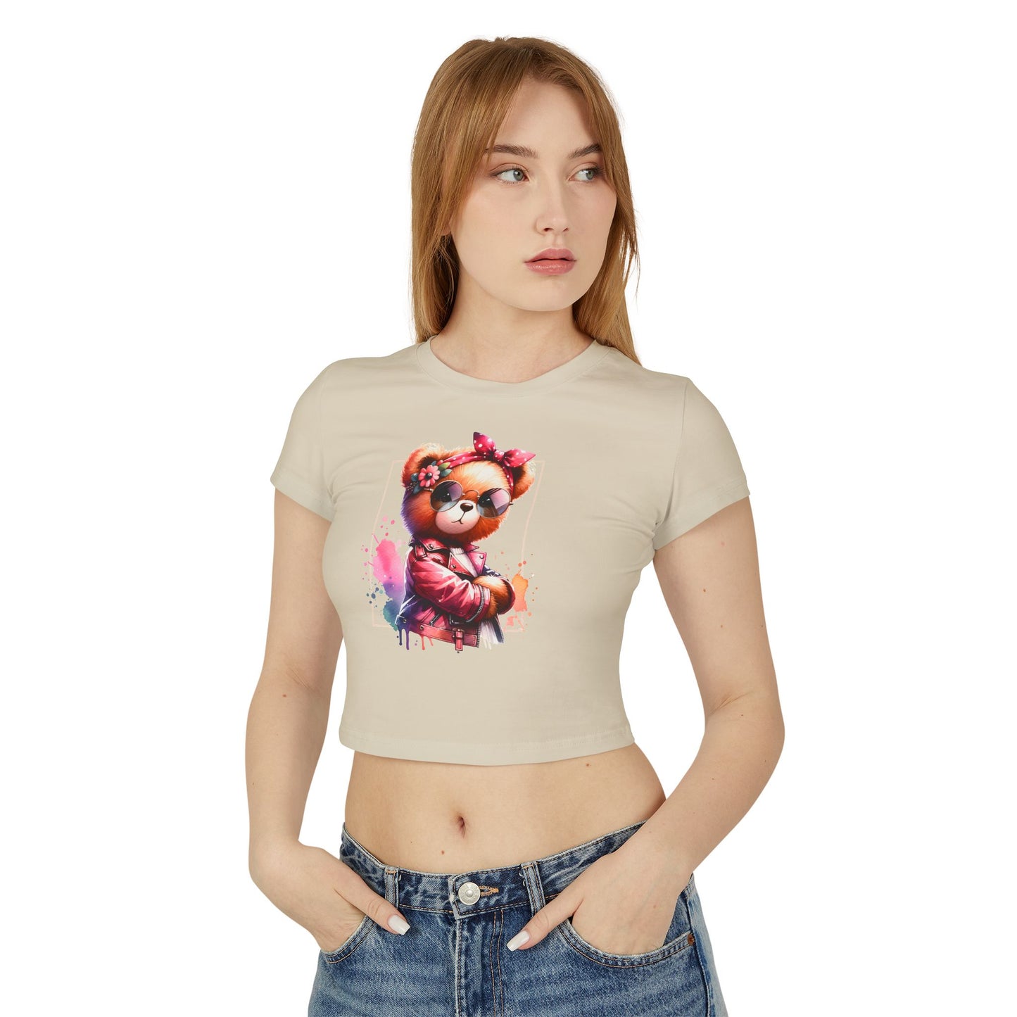 Princess Grace Cute Bear Graphic Women's Baby Tee Trendy Spring Fashion