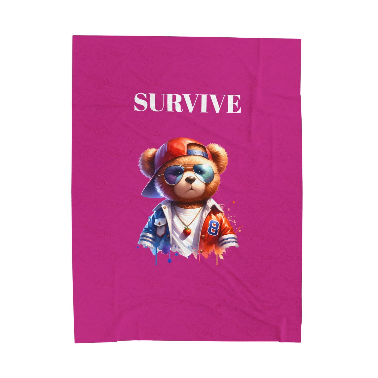 Princess Grace Survive Bear Design Velveteen Plush Blanket