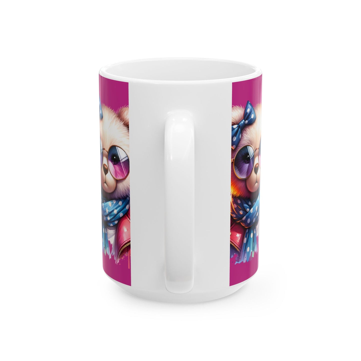 Princess Grace Trendy Bear Ceramic Mug with Sunglasses Cute 11oz & 15oz Drinkware
