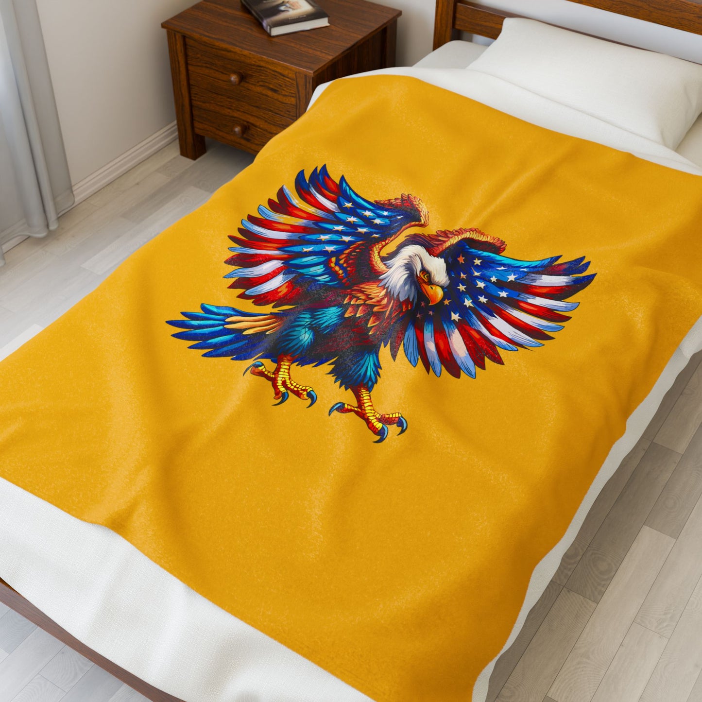Princess Grace Patriotic Eagle Velveteen Plush Blanket Soft Throw for Home Decor & Celebrations