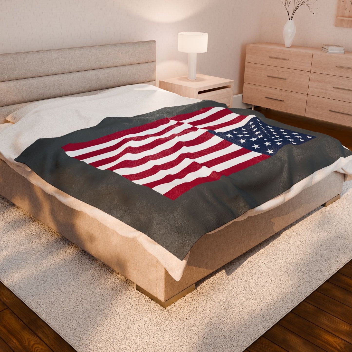 Princess Grace American Flag Velveteen Plush Blanket Cozy Home Decor for Holidays & Celebrations