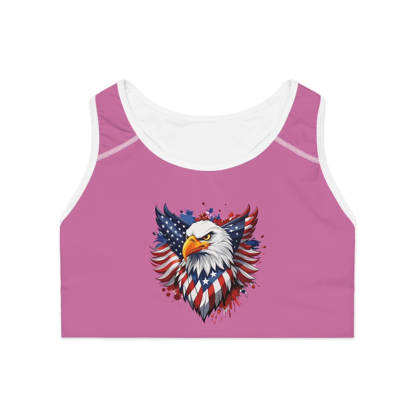 Princess Grace Patriotic Eagle Sports Bra Pink Empowerment Activewear