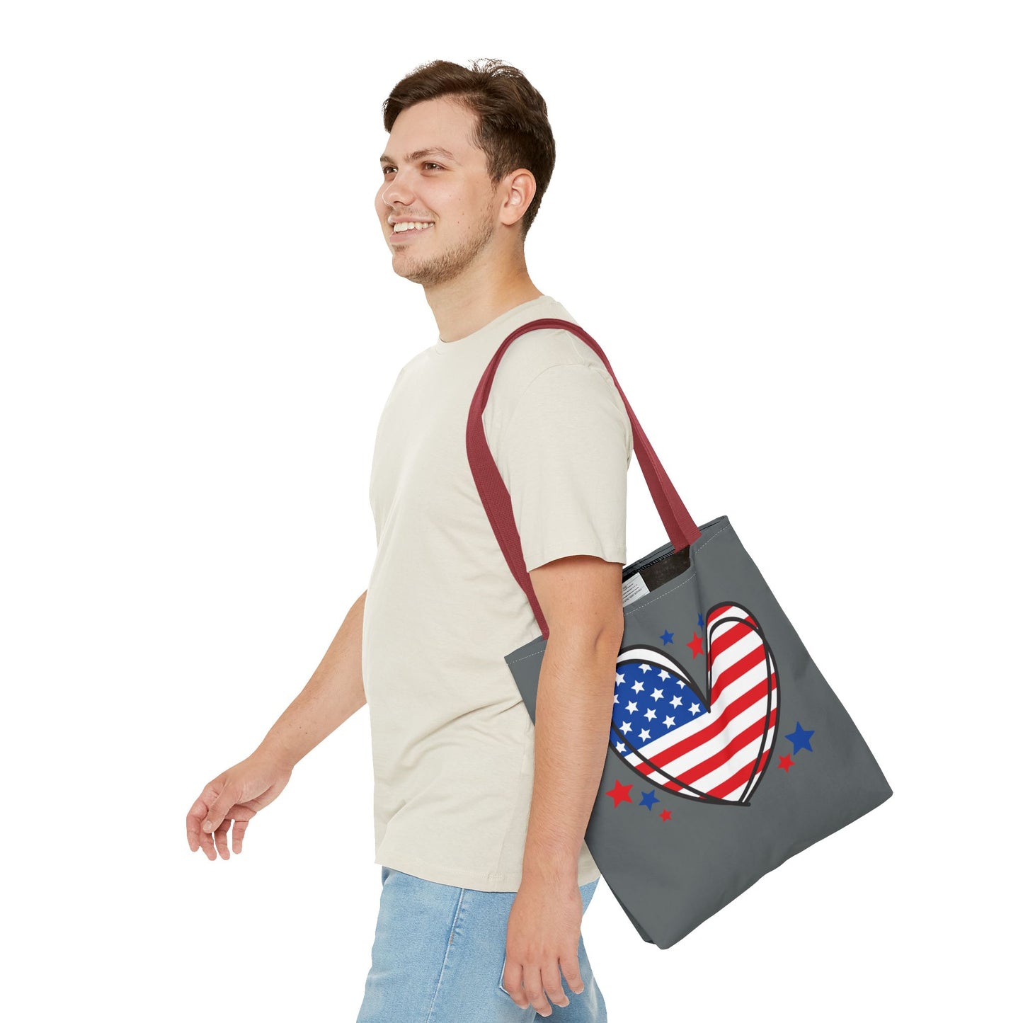 Princess Grace Patriotic Heart Tote Bag USA Flag Love