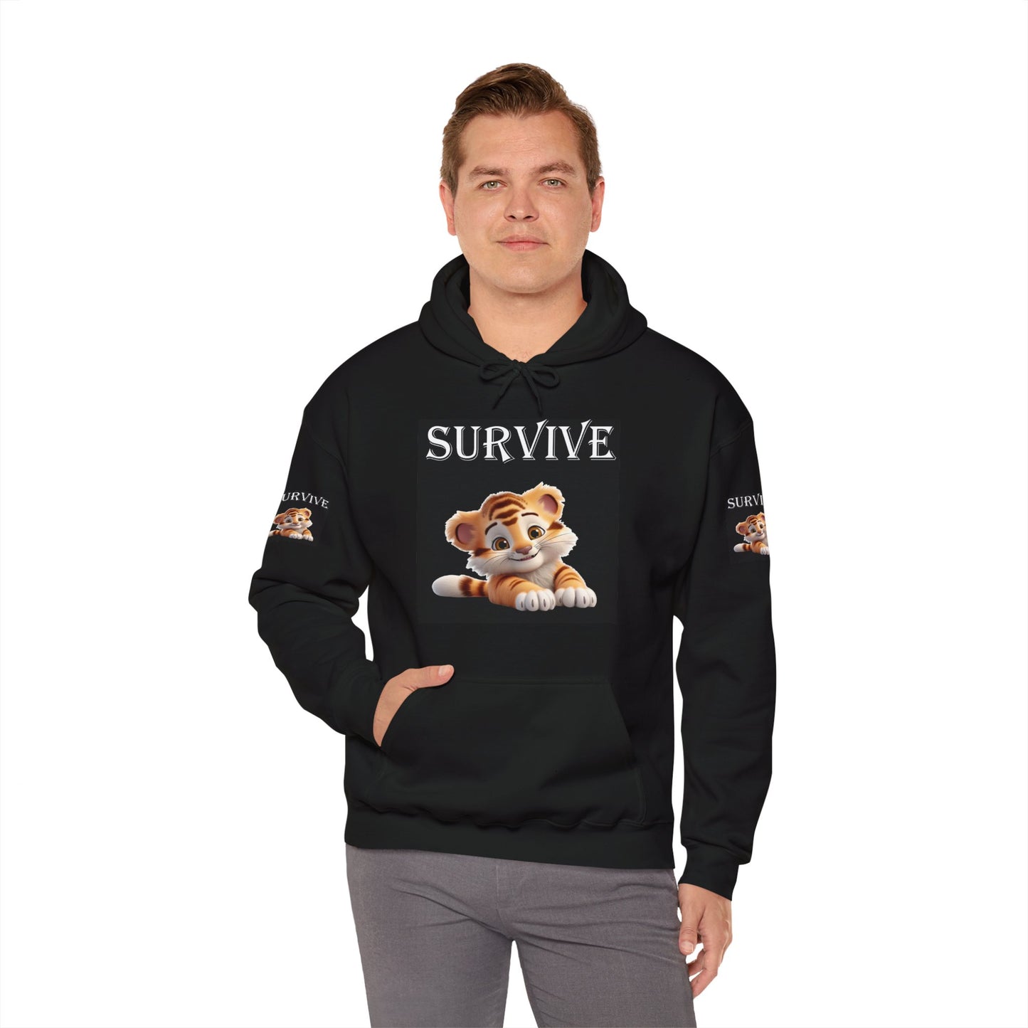 Princess Grace Survive Tiger Hoodie Unisex Heavy Blend Sweatshirt for Animal Lovers