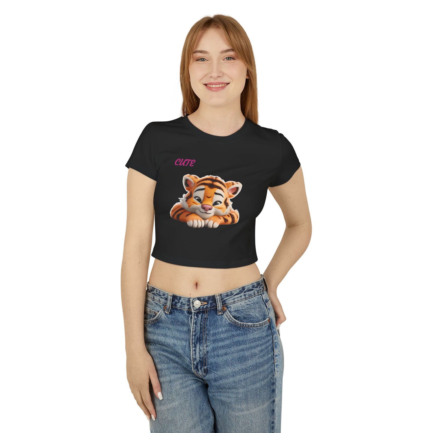 Princess Grace Cute Tiger Women's Baby Tee Playful and Stylish Top for Animal Lovers