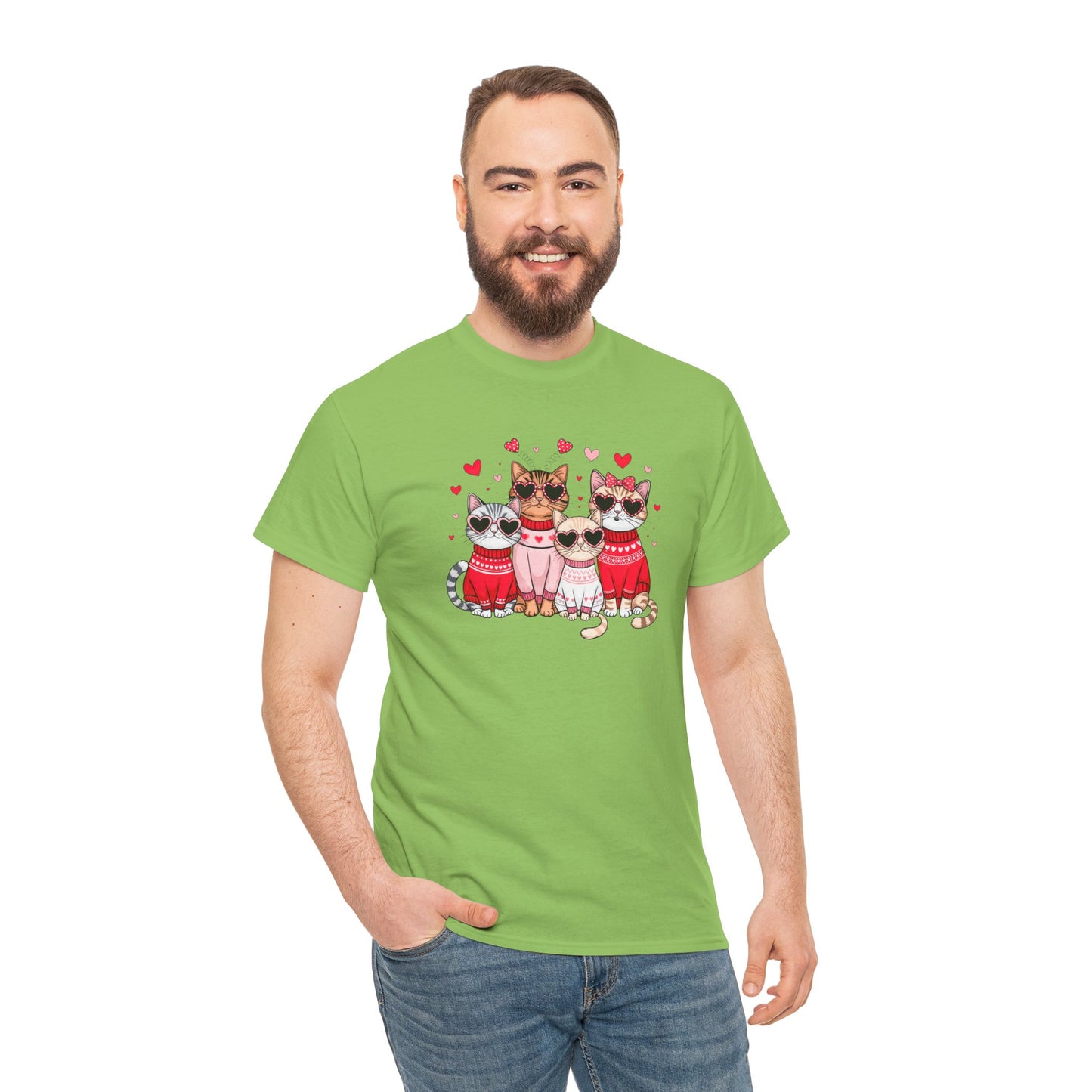 Princess Grace Cute Cat Lovers Unisex Heavy Cotton Tee Adorable Cats in Sweaters
