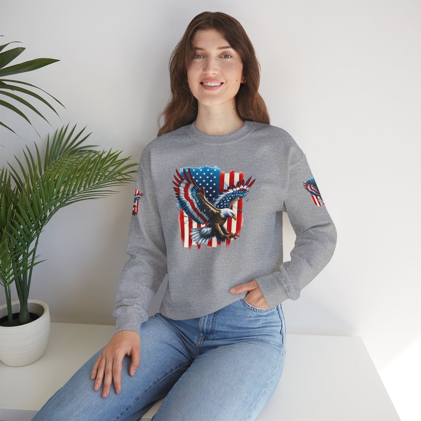 Princess Grace Patriotic Eagle Crewneck Sweatshirt Unisex Heavy Blend
