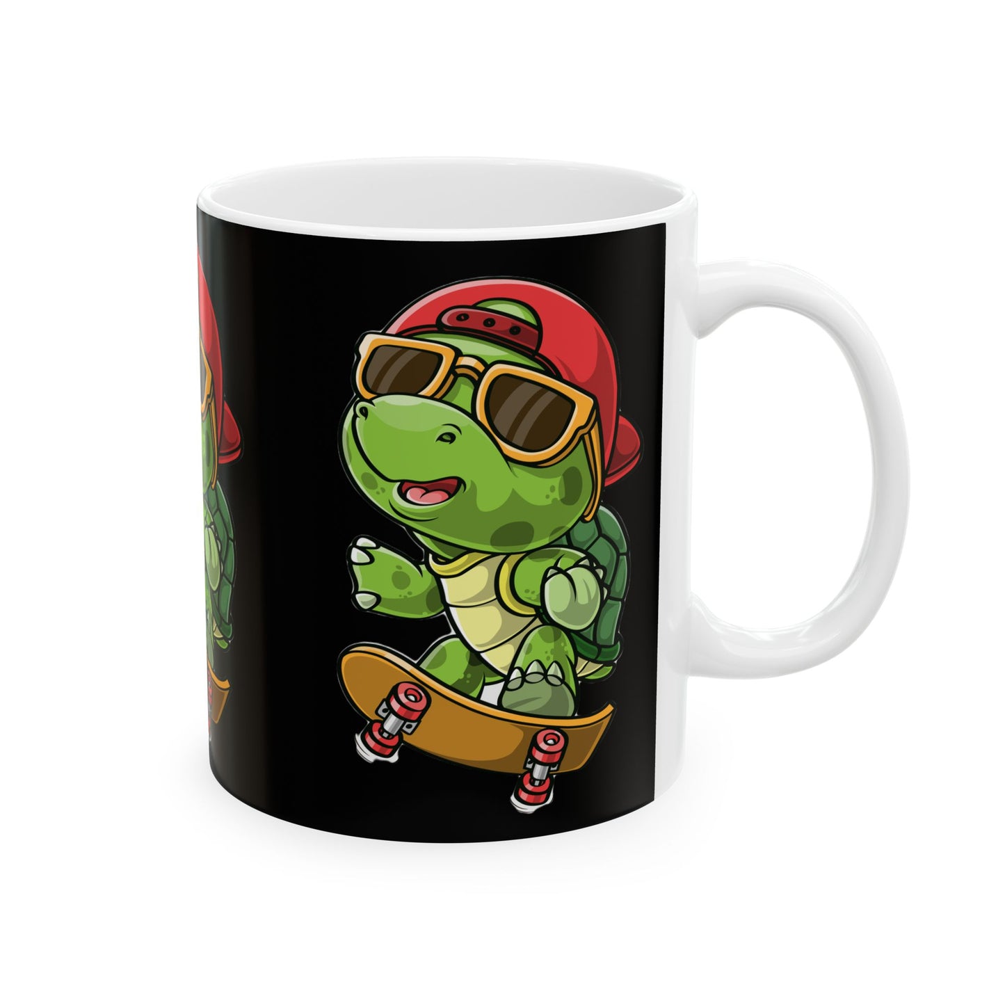 Princess Grace Cool Skateboarding Turtle Ceramic Mug Fun Gifts for Animal Lovers