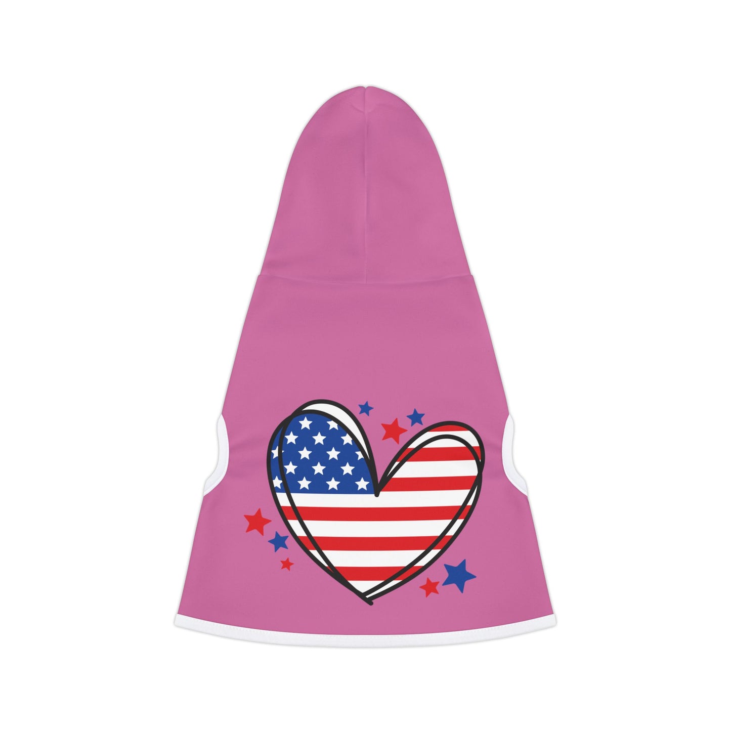 Princess Grace Stylish Pink Pet Hoodie with Patriotic Heart Design