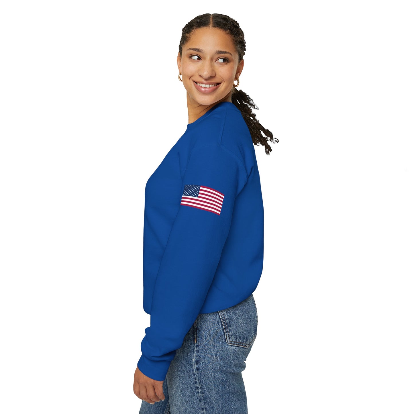 Princess Grace Patriotic Unisex Crewneck Sweatshirt with American Flags