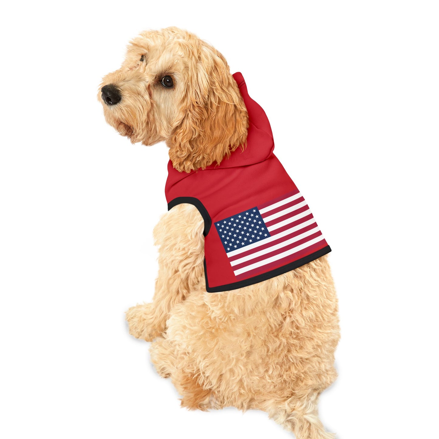 Princess Grace Patriotic Red Pet Hoodie with Flag Design