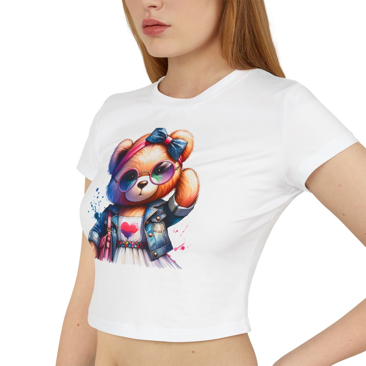 Princess Grace Cute Bear Graphic Baby Tee for Women Fun & Trendy