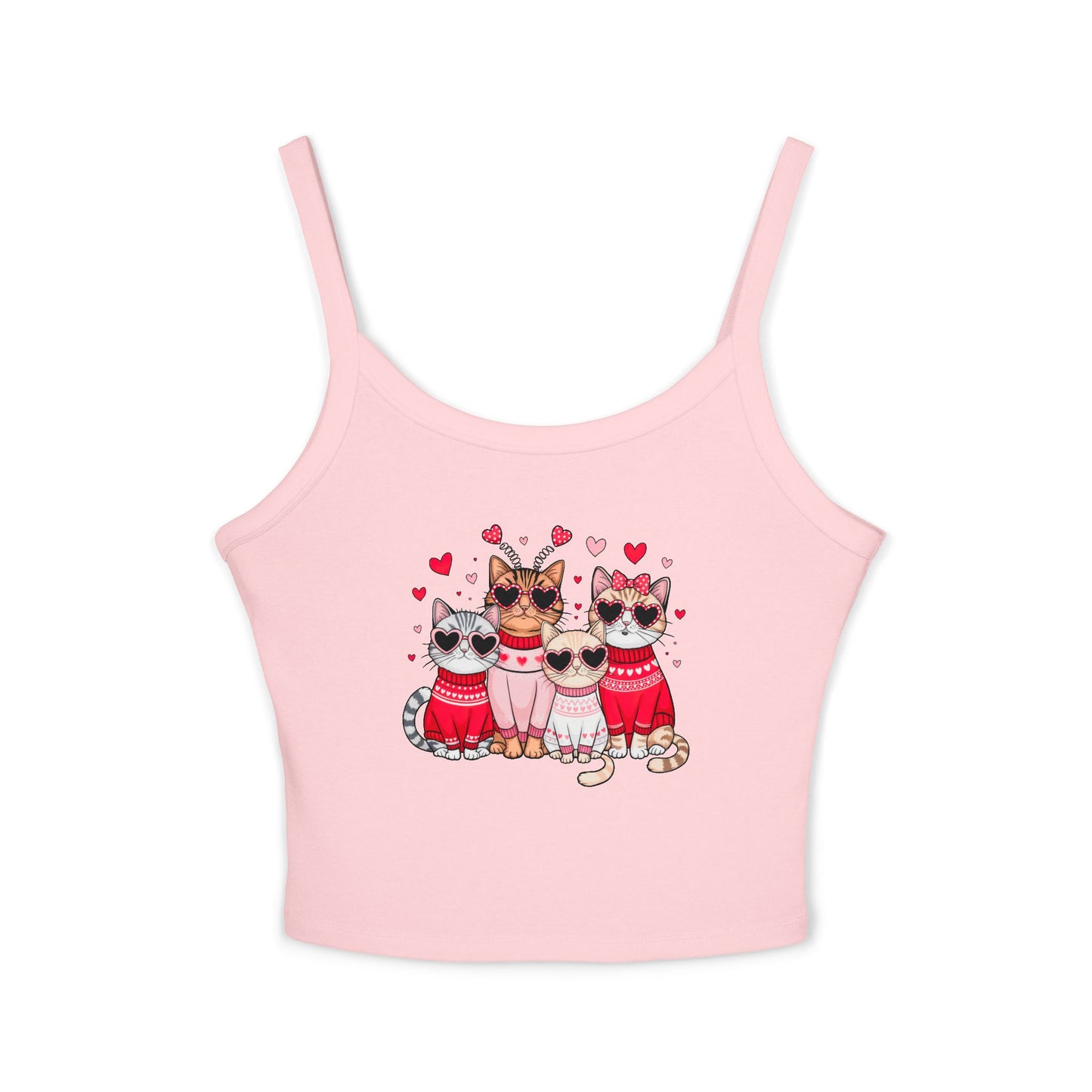 Princess Grace Cute Cats Spaghetti Strap Tank Top Perfect for Cat Lovers