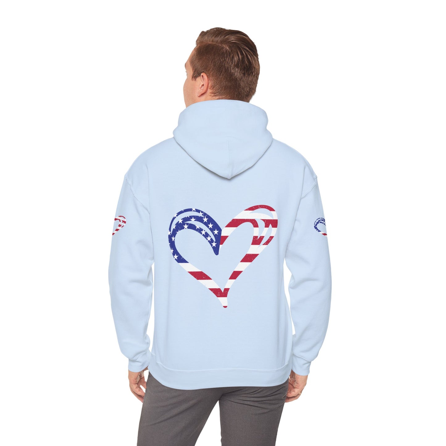 Princess Grace Patriotic Heart Unisex Hoodie Comfortable Heavy Blend Sweatshirt for Independence Day and Everyday Wear