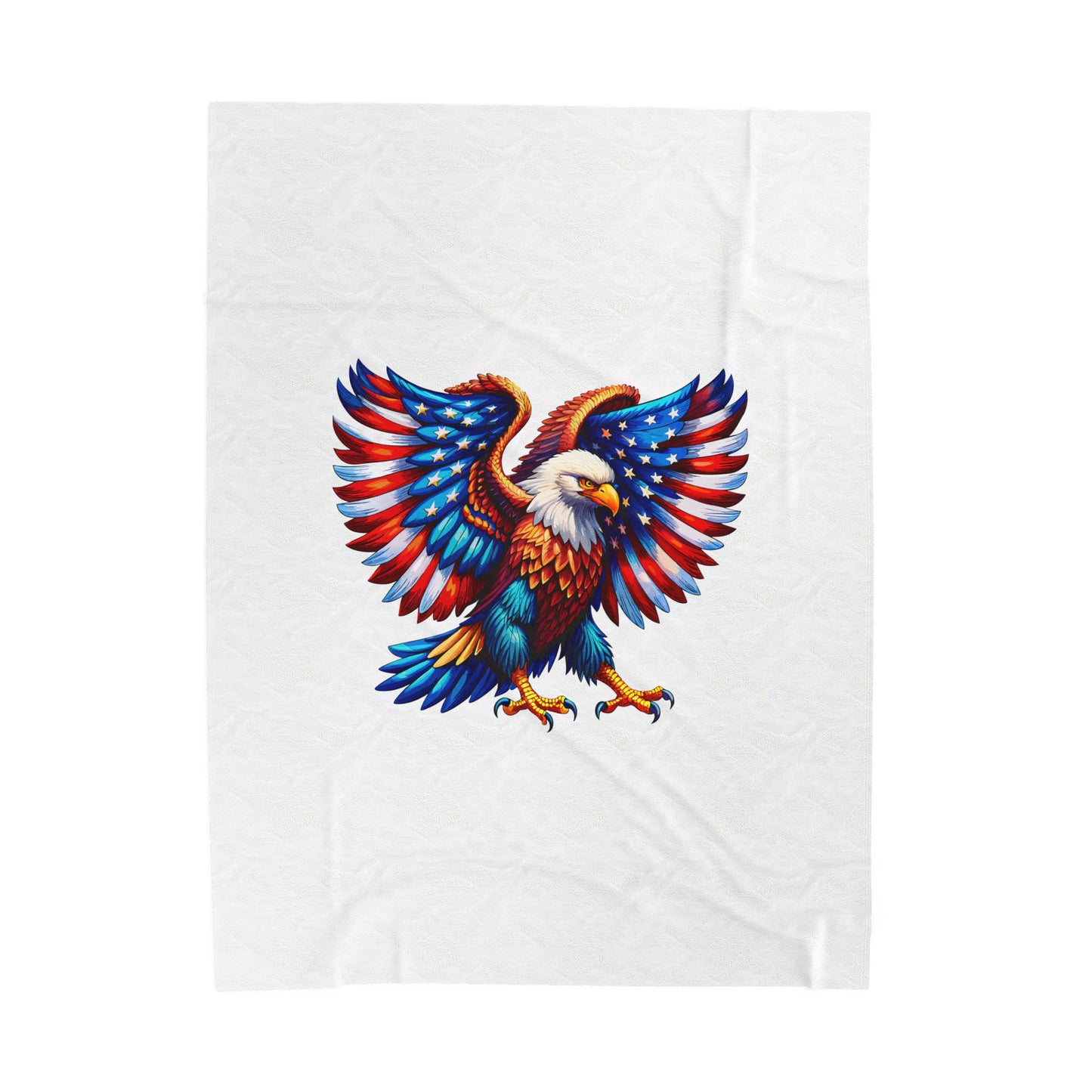 Princess Grace Patriotic Eagle Velveteen Plush Blanket Cozy Americana Home Decor