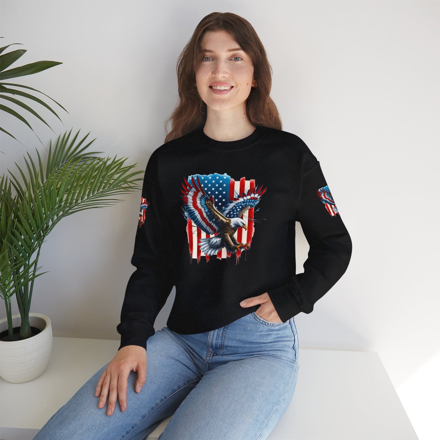 Princess Grace Patriotic Eagle Crewneck Sweatshirt Unisex Heavy Blend