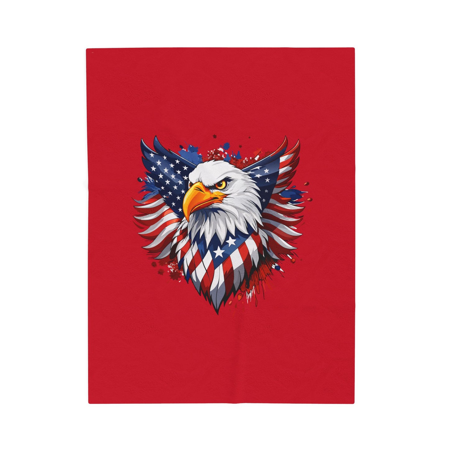 Princess Grace Patriotic Eagle Velveteen Plush Blanket Cozy Red Blanket for National Holidays