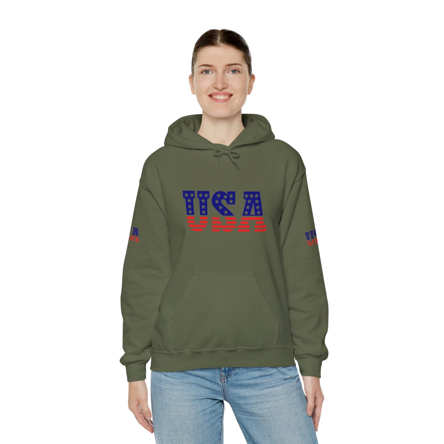 Princess Grace USA Proud Unisex Heavy Blend Hooded Sweatshirt Patriotic Eagle Design