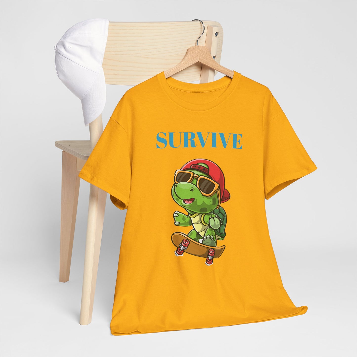 Princess Grace Cool Skateboarding Turtle Tee "Survive" Unisex Cotton T-Shirt for Fun Lovers