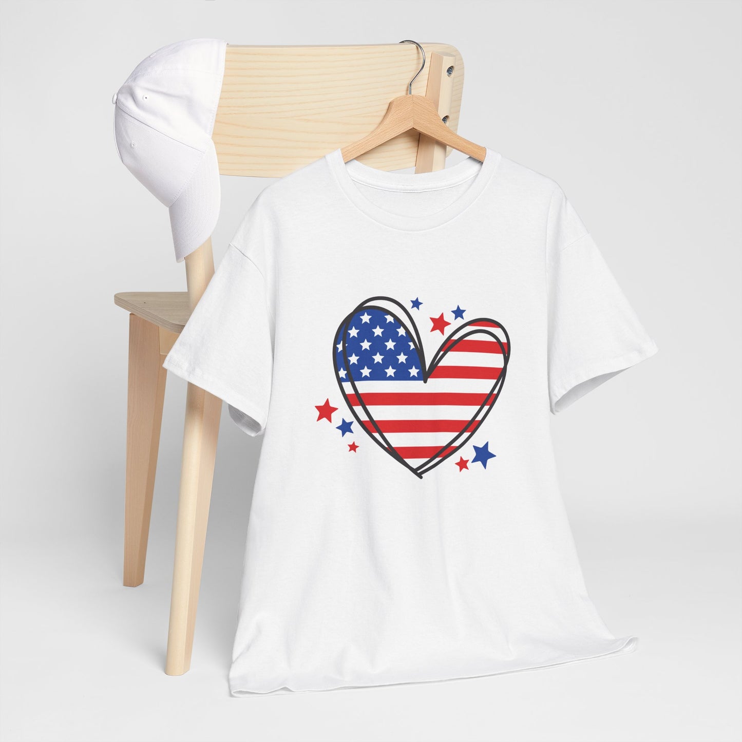 Princess Grace Patriotic Heart Unisex Heavy Cotton Tee USA Love T-Shirt