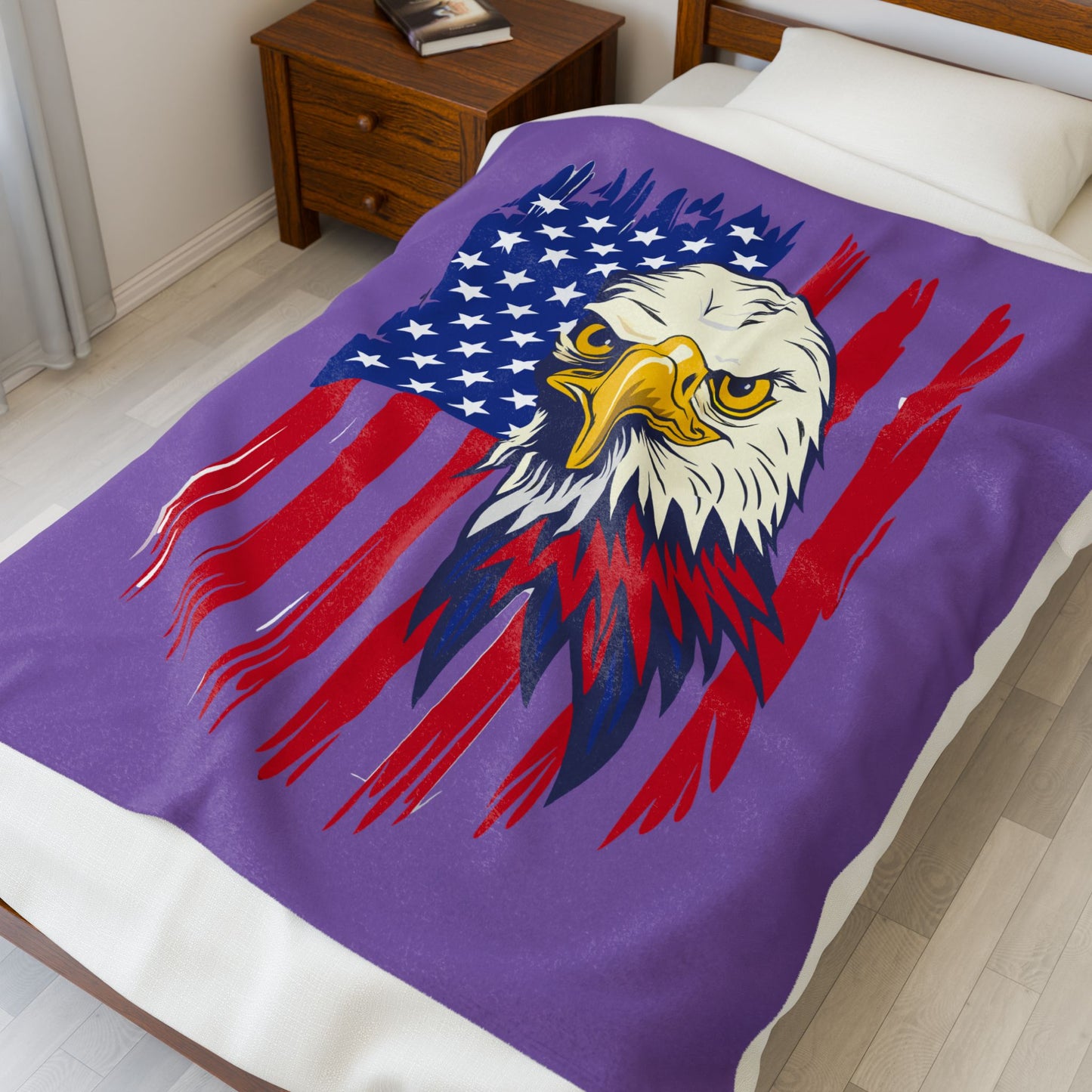 Princess Grace Patriotic Eagle Velveteen Plush Blanket Perfect for Cozy Celebrations