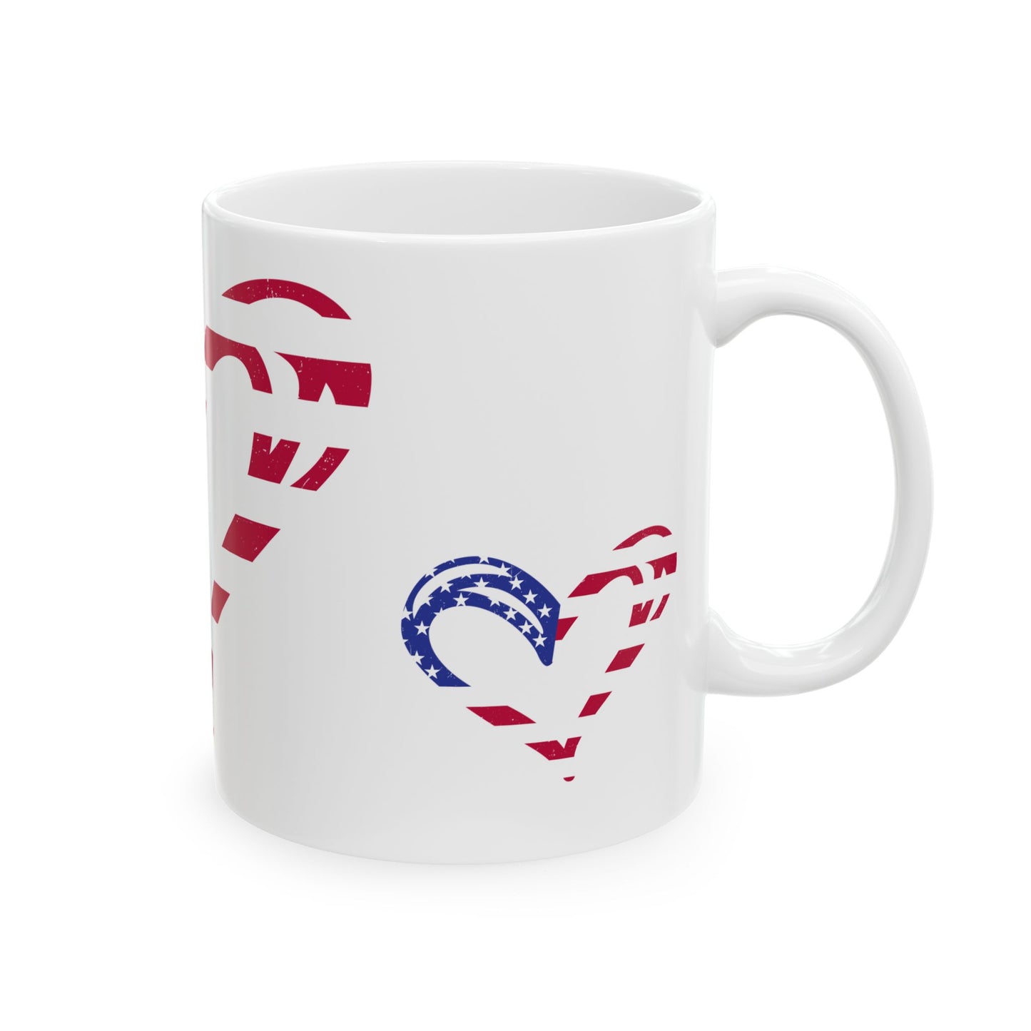 Princess Grace Patriotic Heart Ceramic Mug Perfect for Holidays & Everyday Use