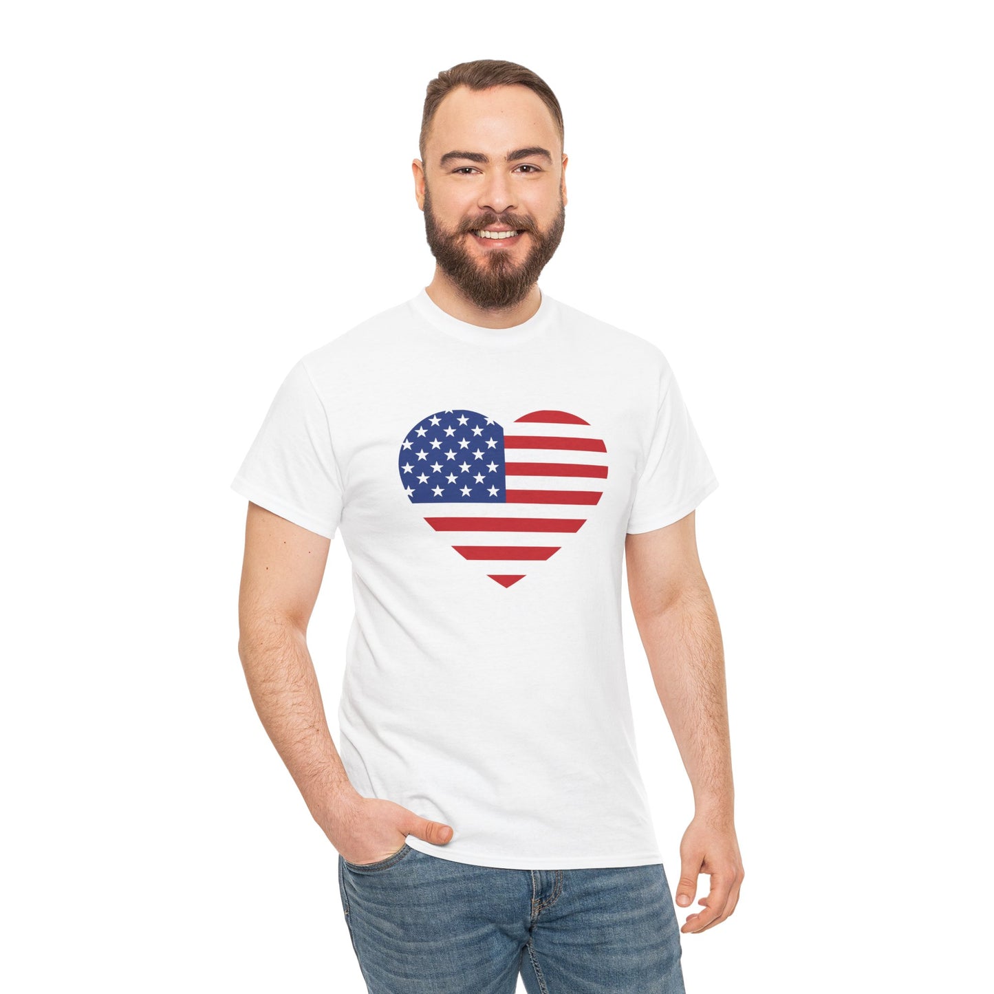Princess Grace Patriotic Heart Unisex Heavy Cotton Tee Celebrate Freedom in Style