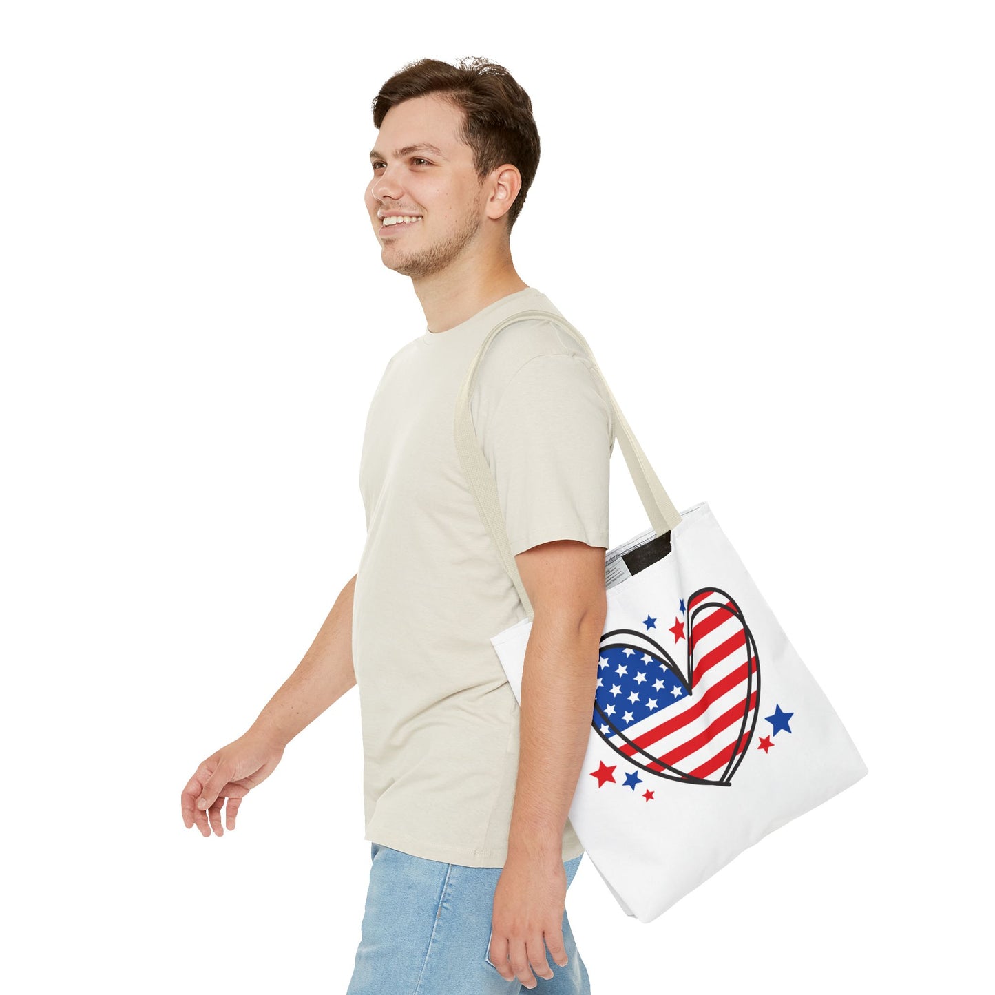 Princess Grace Patriotic Heart Tote Bag Red, White & Blue Love