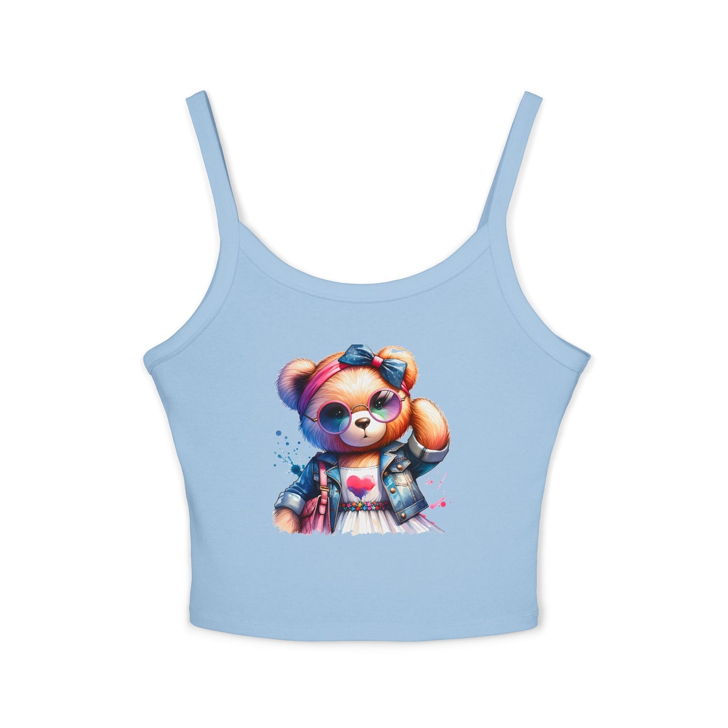 Princess Grace Cute Graphic Spaghetti Strap Tank Top with Trendy Bear Design