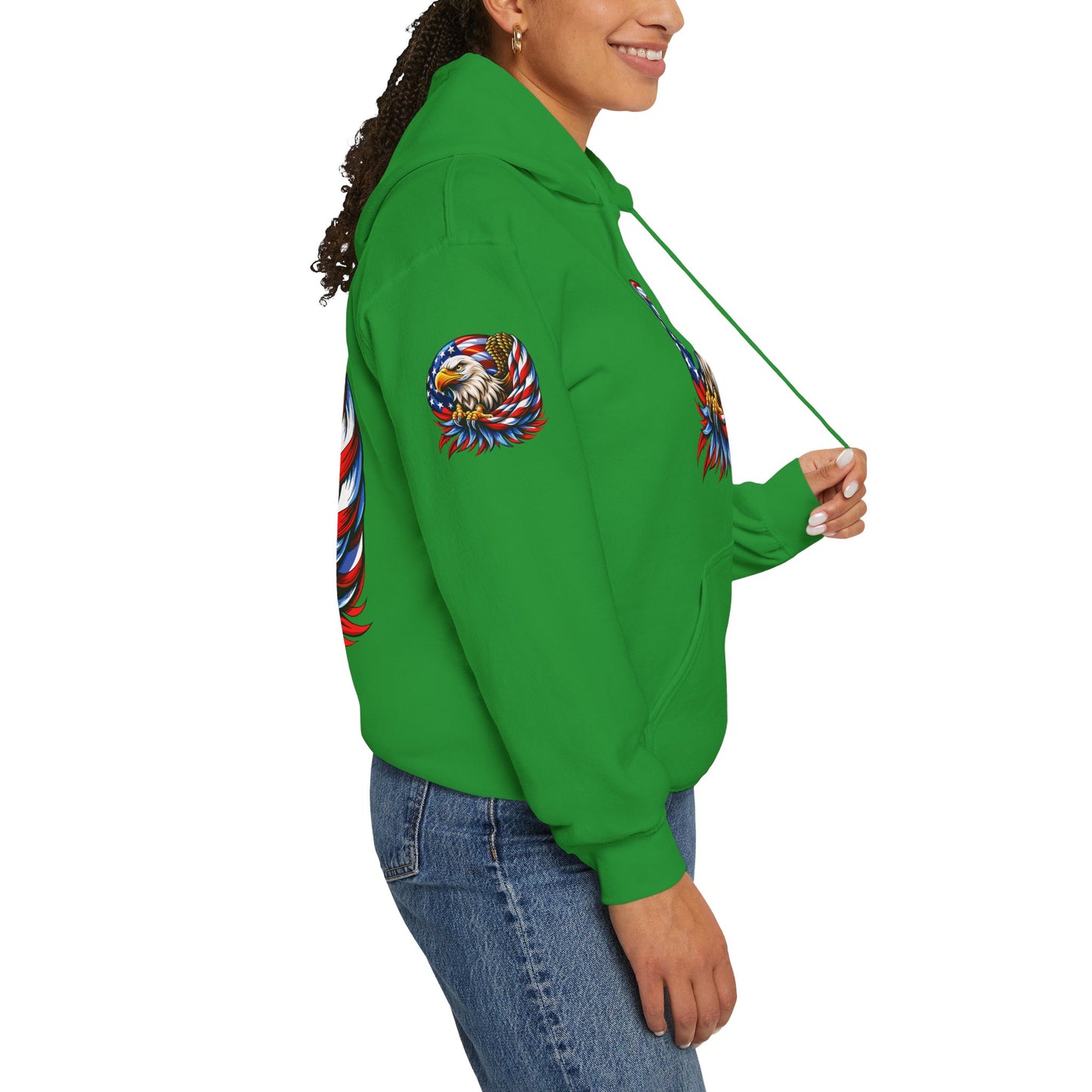 Princess Grace Patriotic Eagle Hoodie Unisex Heavy Blend Sweatshirt with American Flag Design