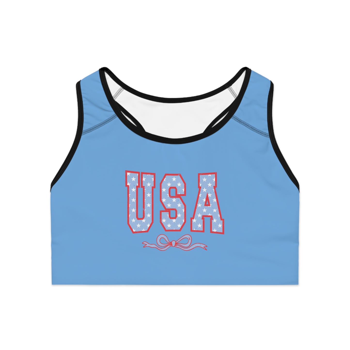 Princess Grace USA Stars & Stripes Sports Bra Perfect for Active Wear and Patriotic Events