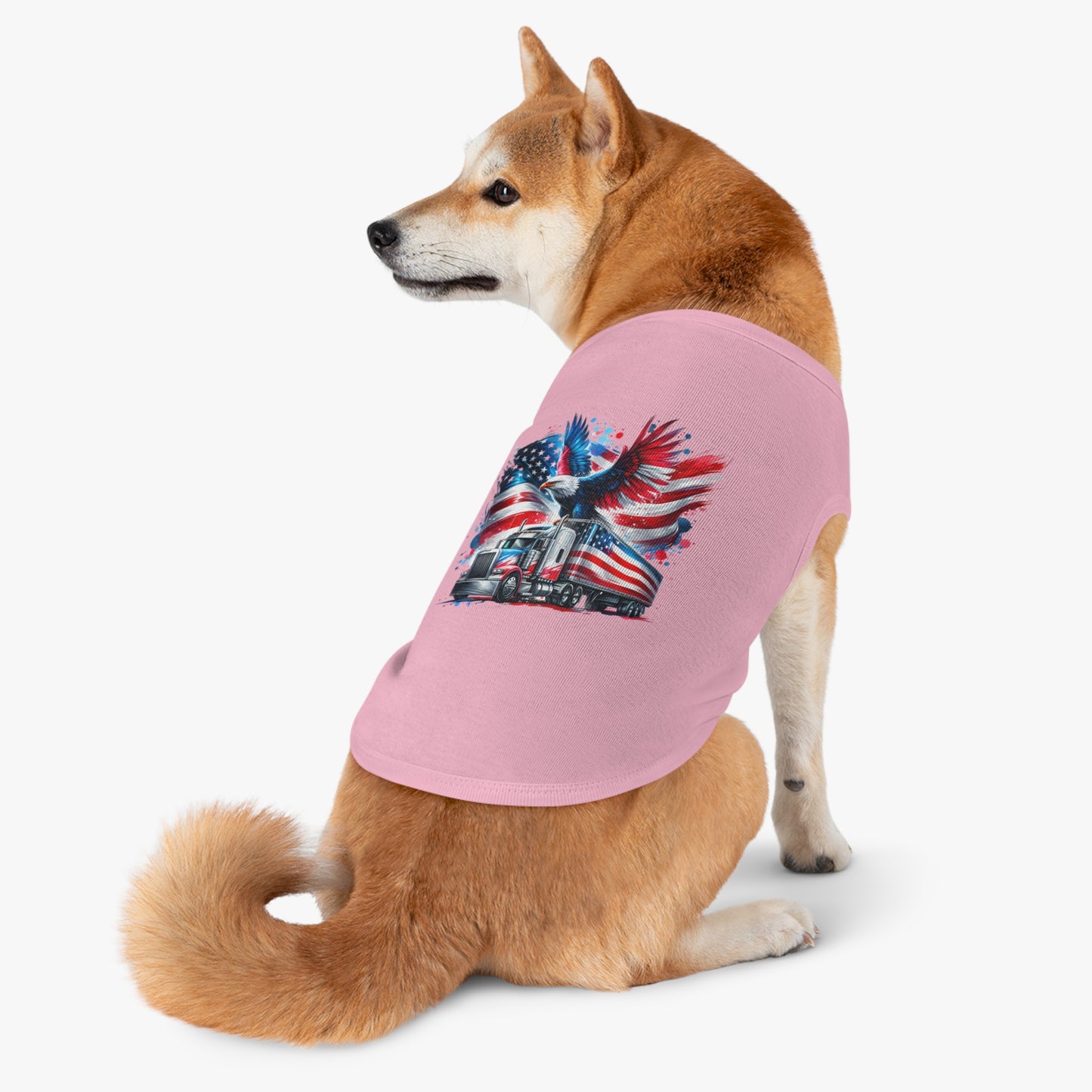Princess Grace Patriotic Pet Tank Top with Eagle and Truck Design