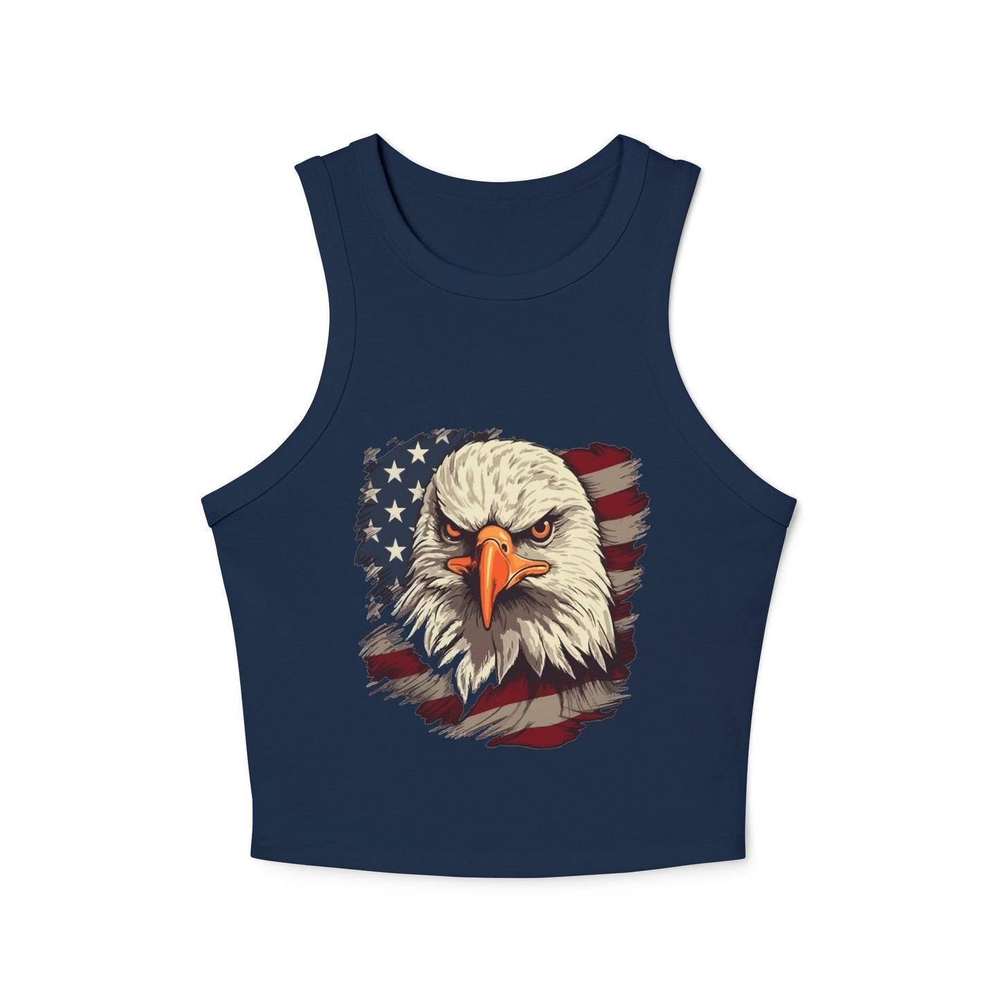 Princess Grace Patriotic Women's Micro Rib Racer Tank Top USA Eagle Design