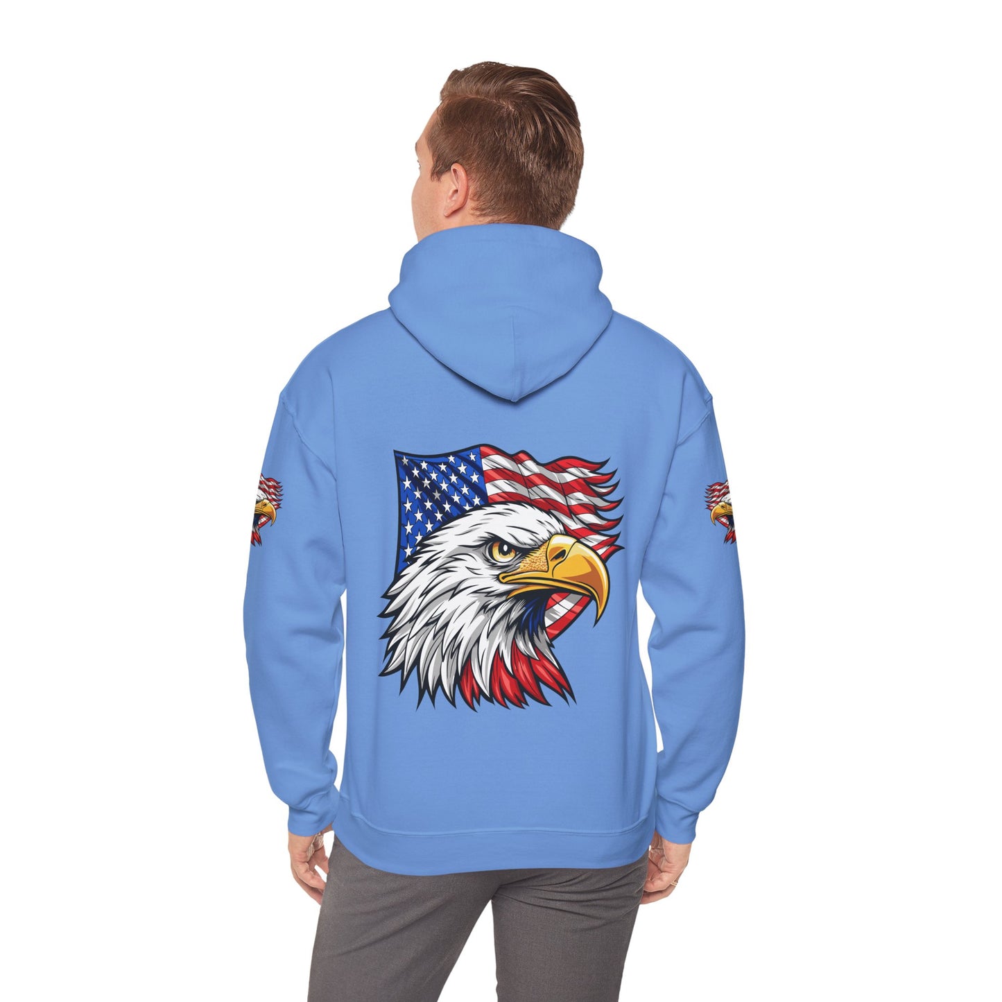 Princess Grace Patriotic Eagle Hoodie Unisex Heavy Blend Sweatshirt with American Flag Design