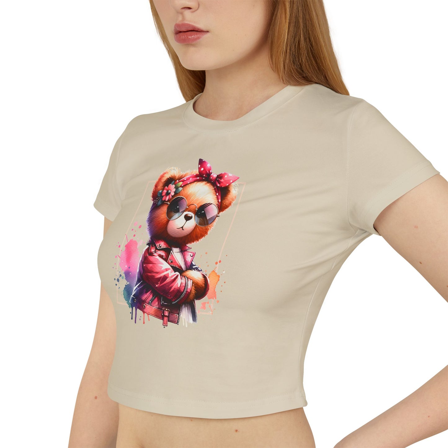 Princess Grace Cute Bear Graphic Women's Baby Tee Trendy Spring Fashion