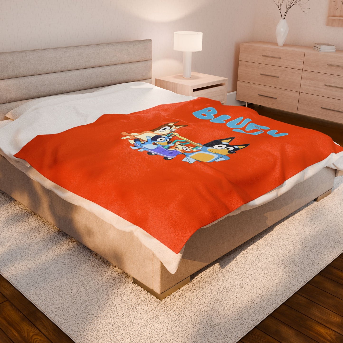 Princess Grace Bluey Velveteen Plush Blanket Cozy Cartoon Comfort for Kids