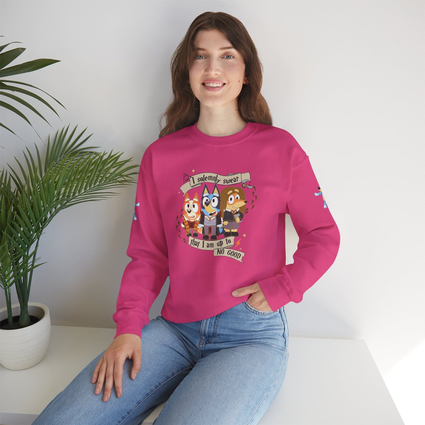 Princess Grace Bluey Unisex Funny Crewneck Sweatshirt "I Solemnly Swear That I Am Up To No Good" Perfect Gift for Family and Friends