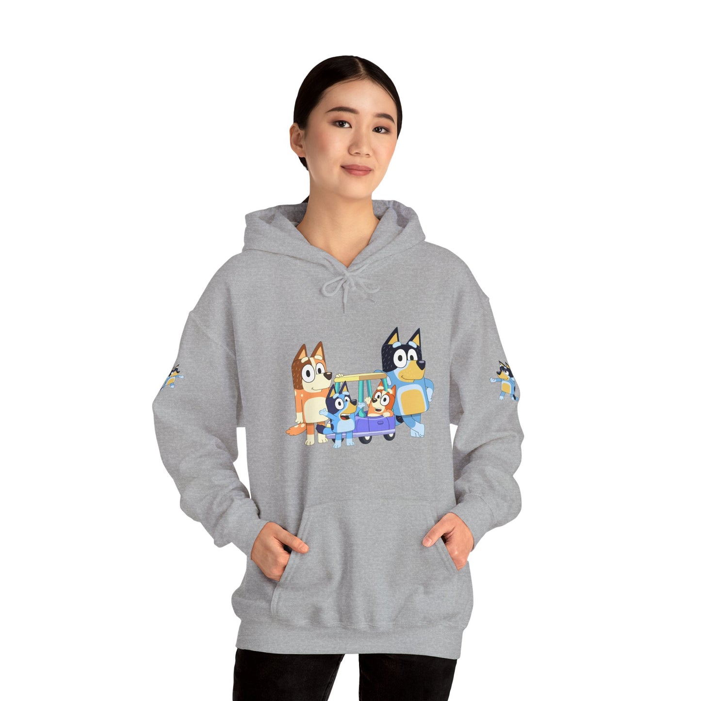 Princess Grace Bluey Fun Family Cartoon Hoodie - Unisex Heavy Blend with Playful Characters