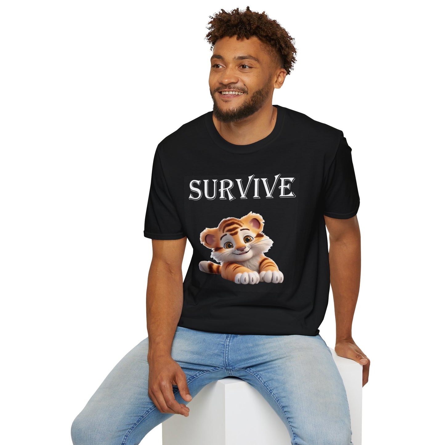 Princess Grace Survive Animal Graphic Unisex Softstyle T-Shirt Cute Tiger Design