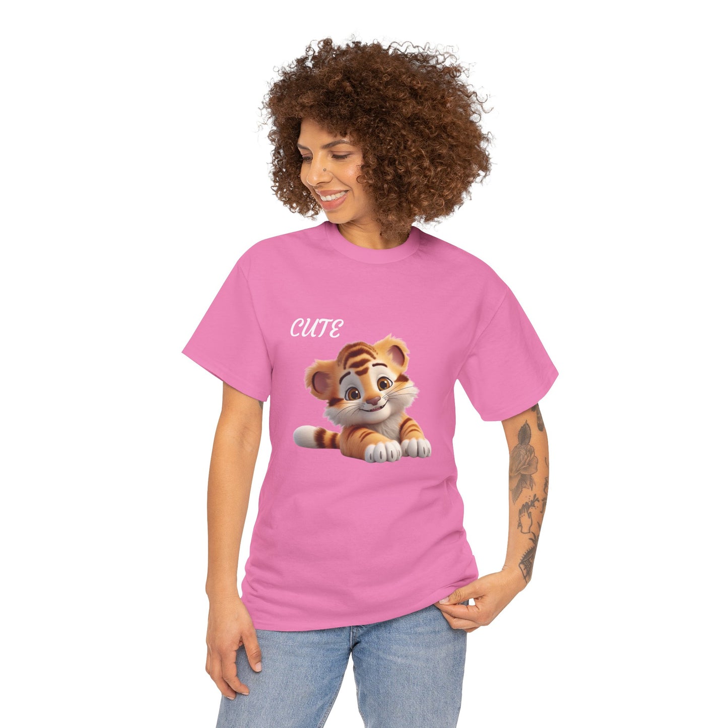 Princess Grace Cute Tiger Graphic Unisex Heavy Cotton Tee Perfect for Animal Lovers