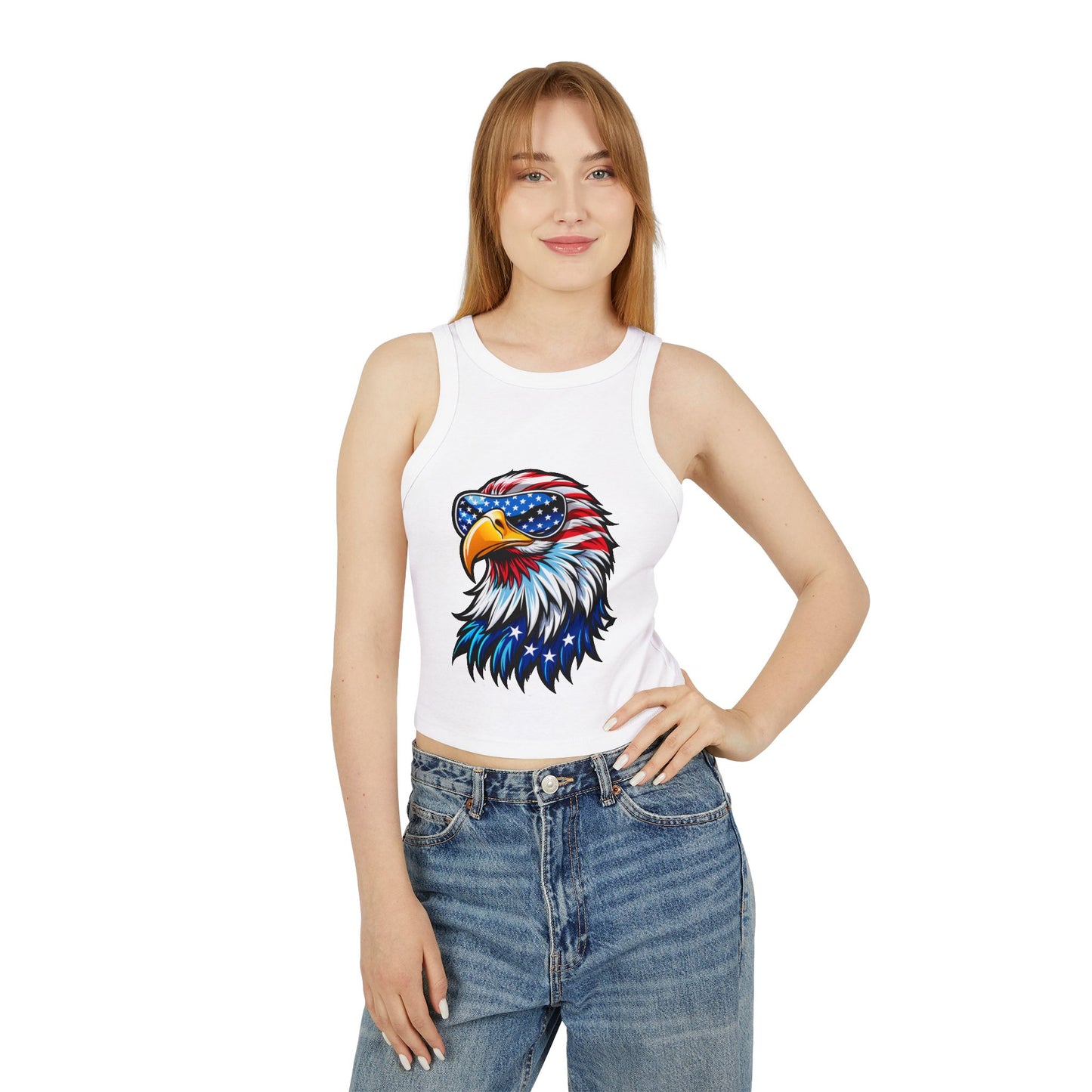 Princess Grace Patriotic Eagle Racer Tank Top USA Inspired Women's Activewear