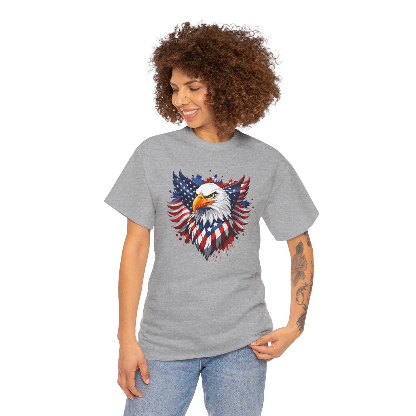 Princess Grace Patriotic Eagle Graphic Tee Unisex Heavy Cotton T-Shirt