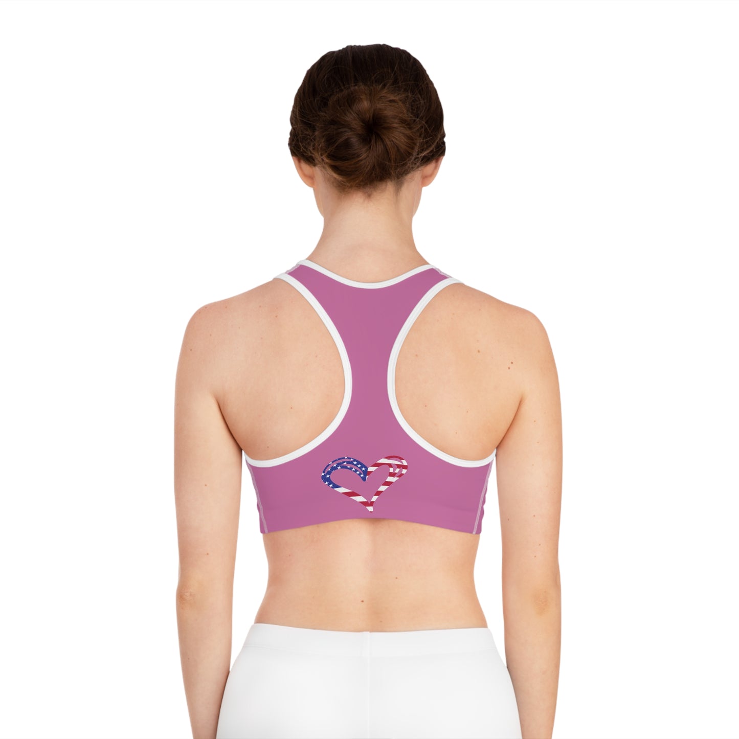 Princess Grace Patriotic Heart Sports Bra Ideal for Fitness and Celebrations
