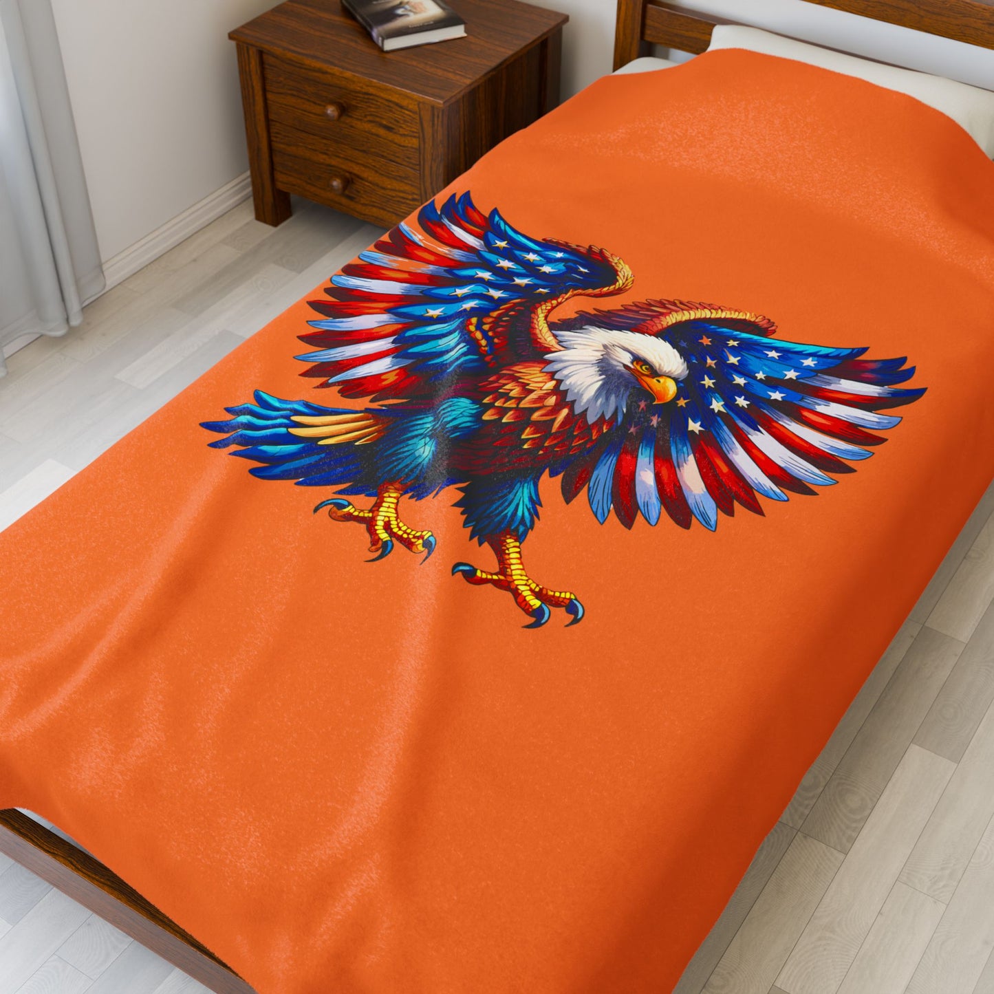 Princess Grace Patriotic Eagle Velveteen Plush Blanket Cozy American Spirit Decor